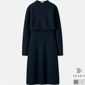 Uniqlo 3D Knit Mock Neck Wool Dress